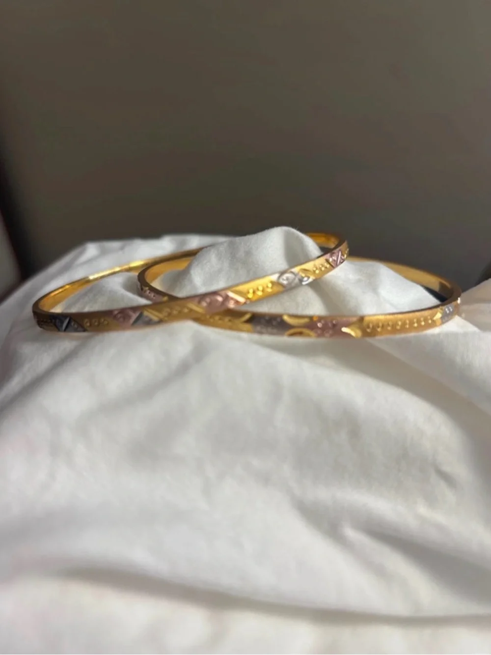 Tri-Color Metal Twisted Bangle Bracelet - Women Jewelry